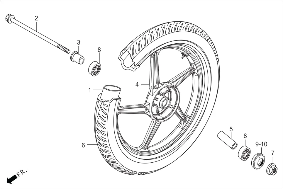 F-9-SELF FRONT WHEEL diagram showing 44711-KTC-902