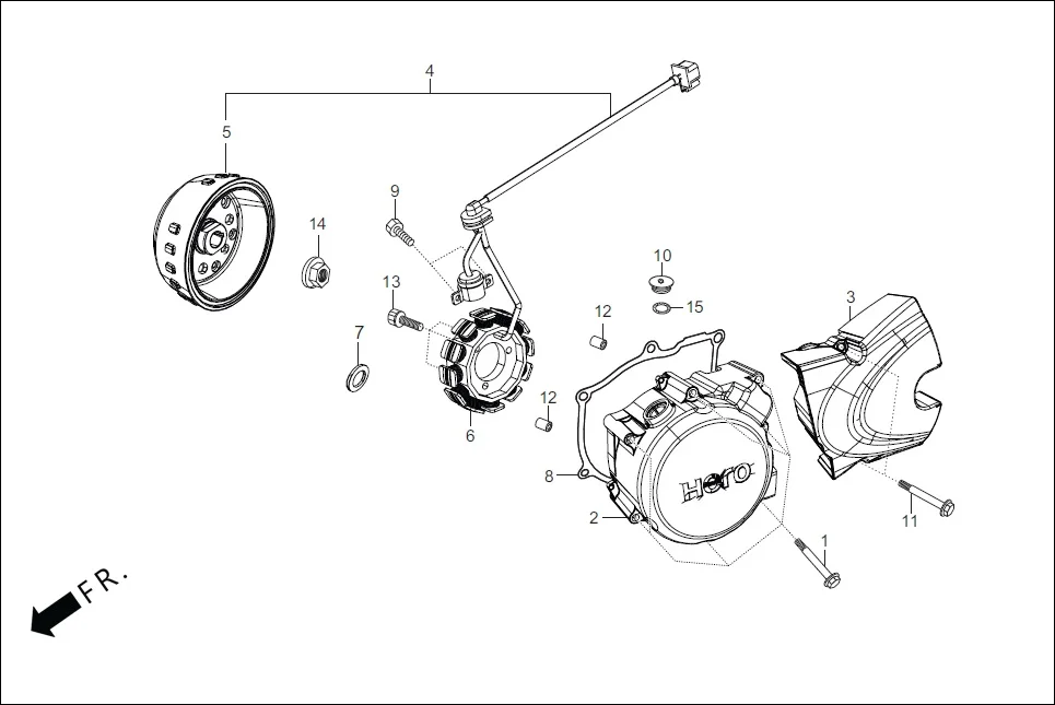 E-7-KICK LEFT CRANKCASE COVER/A.C. GEN. ASSY.