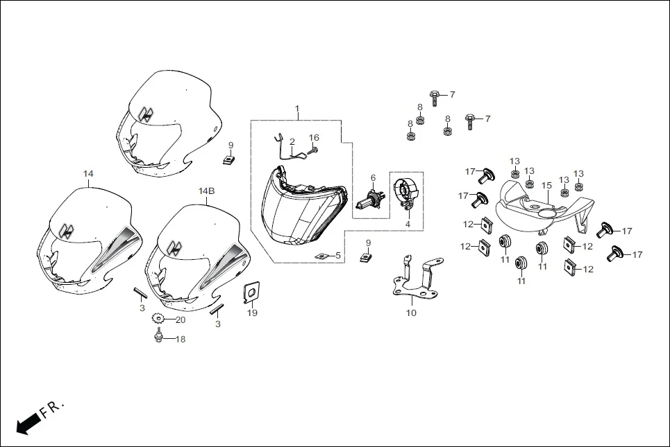 F-1-SELF HEAD LIGHT diagram showing 83400-ACK-010S