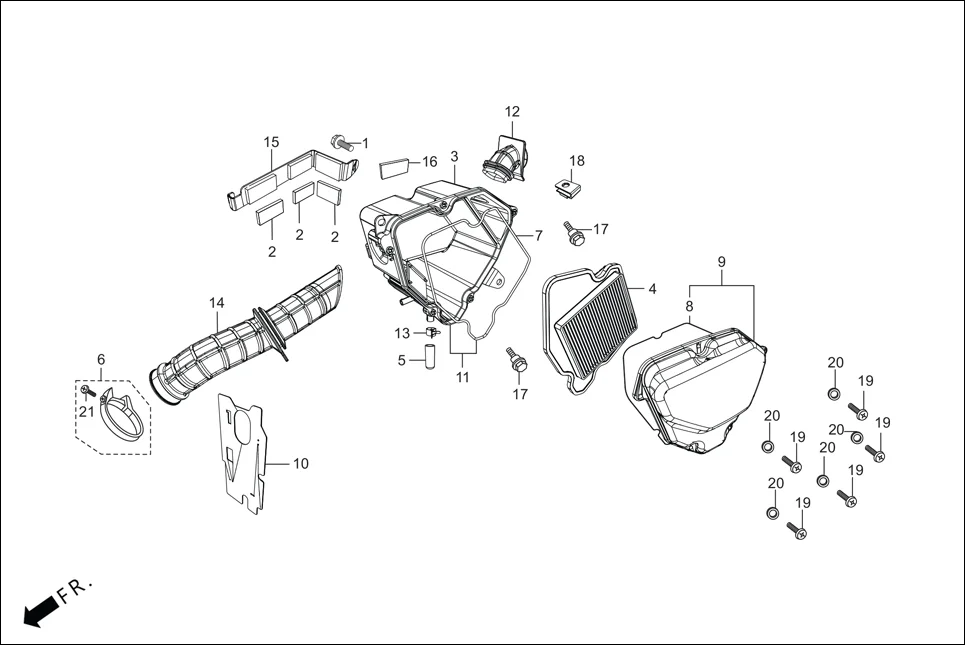 F-15 AIR CLEANER assembly diagram for Hero HF Deluxe i3S BSVI (Mar,2022)