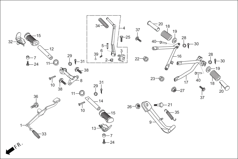 F-17-i3S STEP ASSY./KICK STARTER/GEAR CHANGE PEDAL/SIDE STAND/PILLION STEP. diagram showing 28302-KST-A10