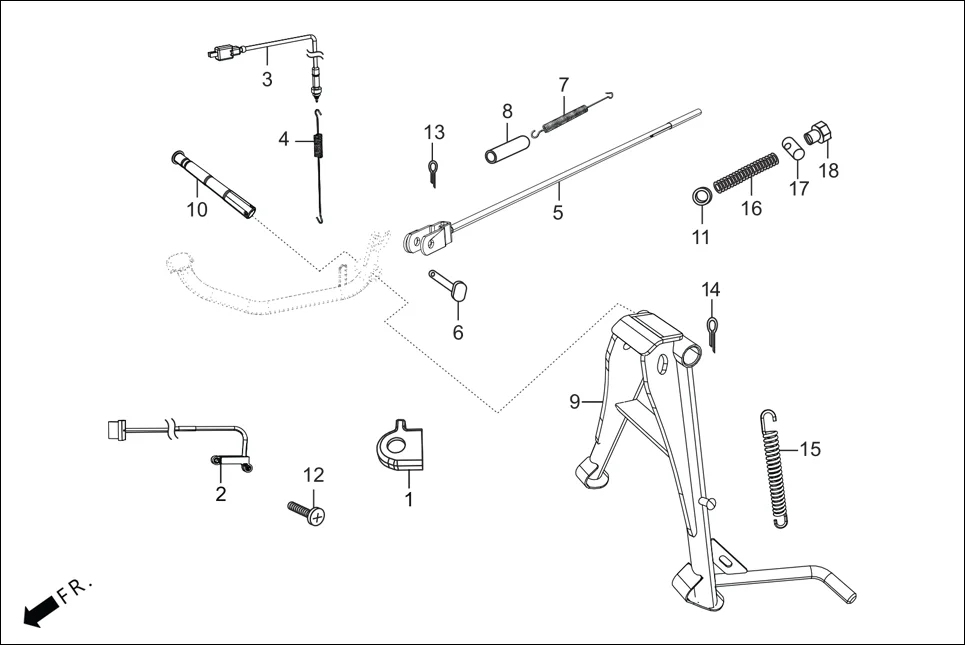 F-18-SELF MAIN STAND/PEDAL BRAKE diagram showing 35357-AAH-F00