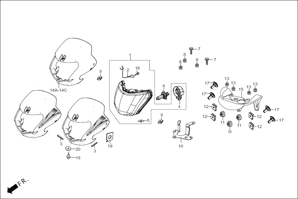 F-1-KICK HEAD LIGHT diagram showing 83403-KST-950