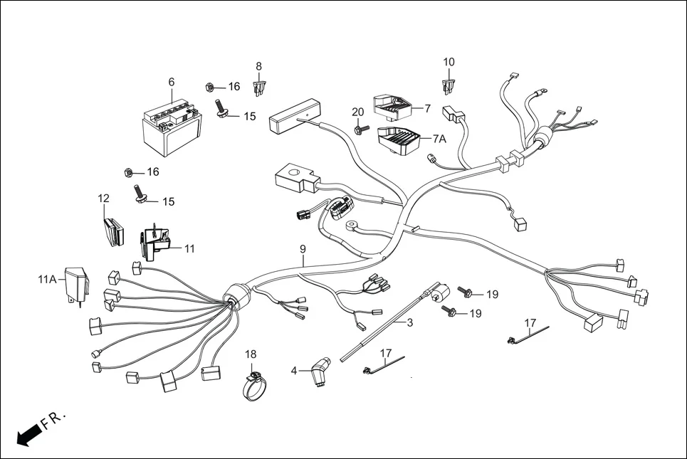 F-24-KICK WIRE HARNESS/BATTERY diagram showing 32100-ACK-B30