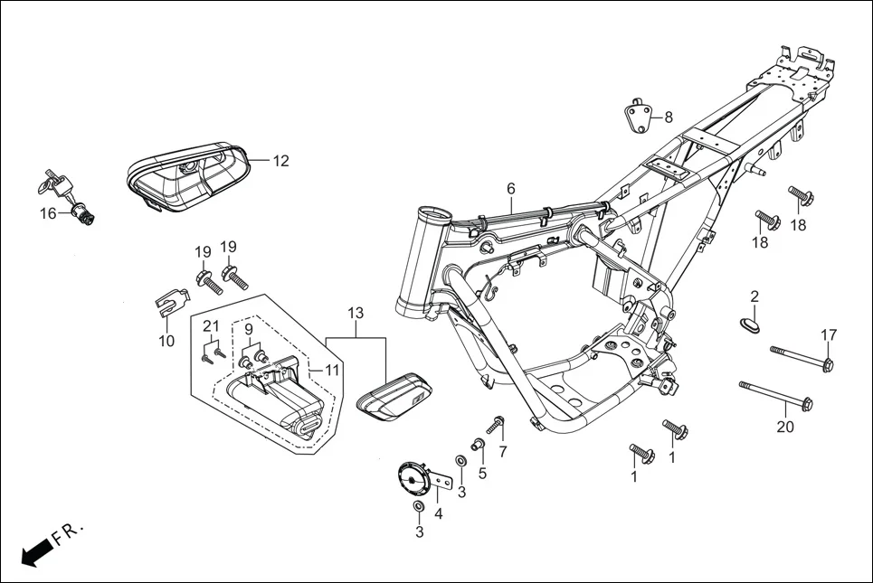 F-25-KICK FRAME BODY/UTILITY BOX diagram showing 95701-08016-00