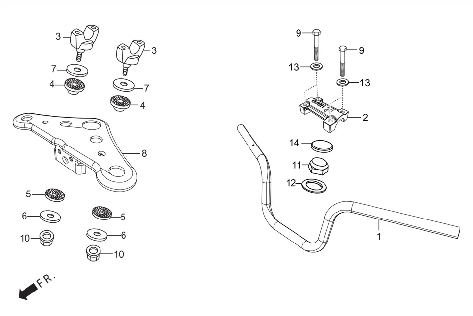 F-4-i3S HANDLE PIPE/TOP BRIDGE diagram showing 53134-028-000