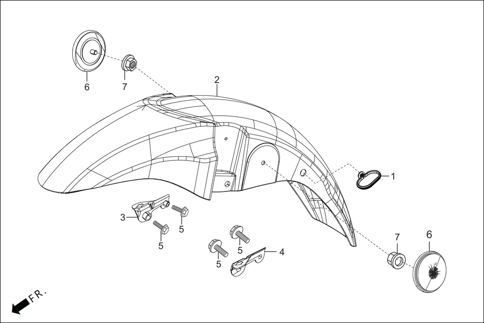 F-6-KICK FRONT FENDER diagram showing 95701-06020-00