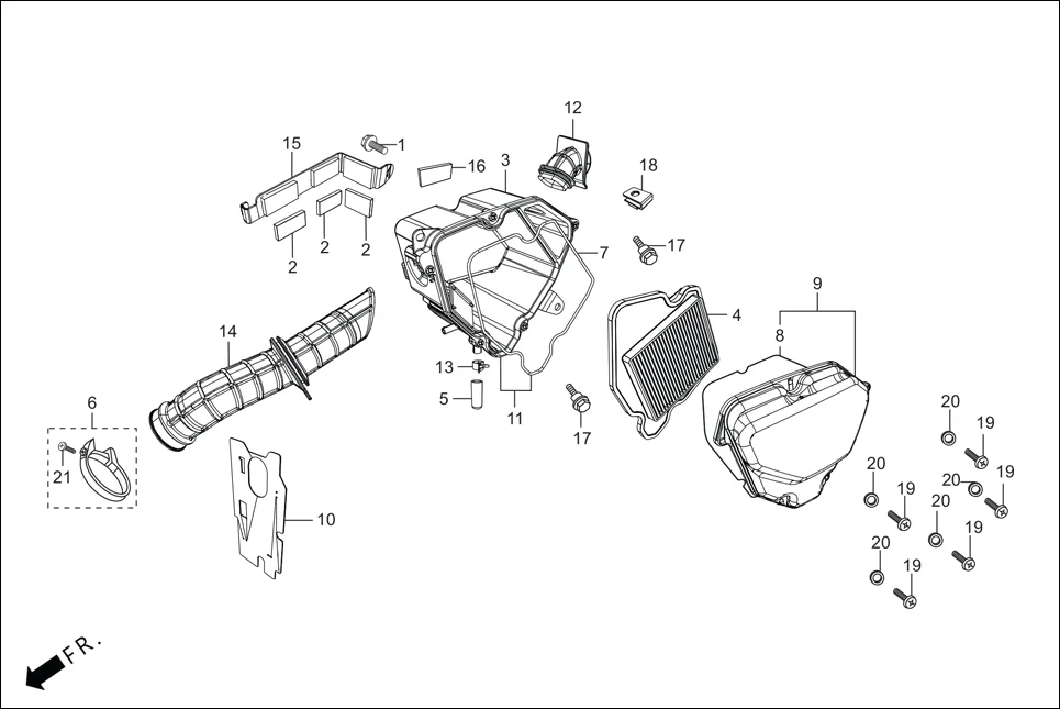 F-15 AIR CLEANER assembly diagram for Hero HF Deluxe BSVI(May,2022)