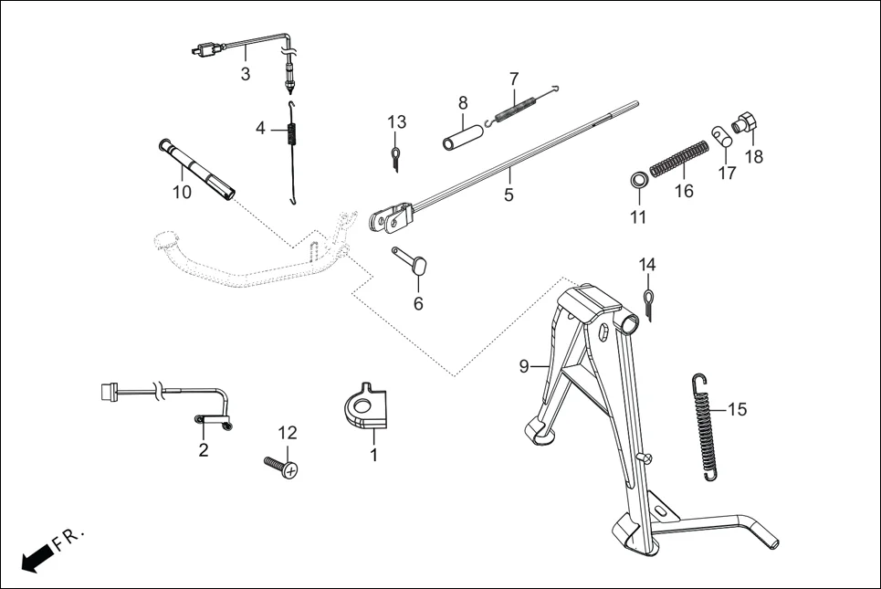 F-18 MAIN STAND/PEDAL BRAKE diagram showing 35357-AAH-F00