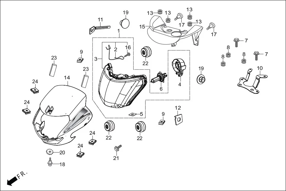 F-1 HEAD LIGHT diagram showing 61107-AAF-400