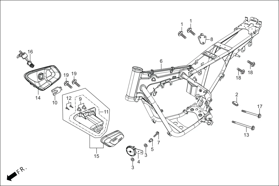 F-25 FRAME BODY/UTILITY BOX assembly diagram for Hero HF Deluxe BSVI(May,2022)
