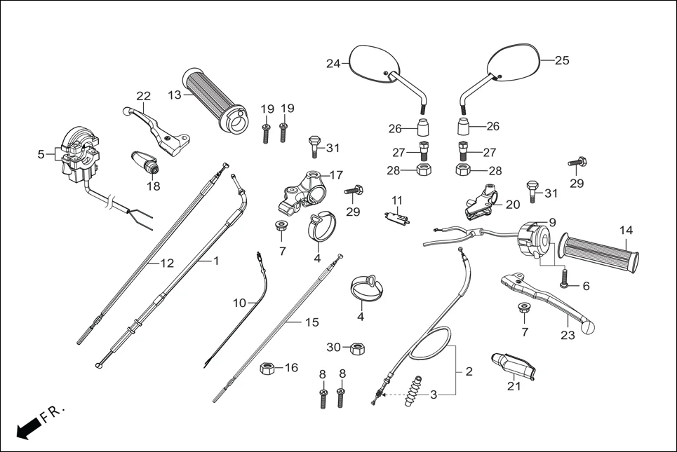 F-3 HANDLE LEVER/SWITCH/CONTROL CABLE diagram showing 53172-KTC-920