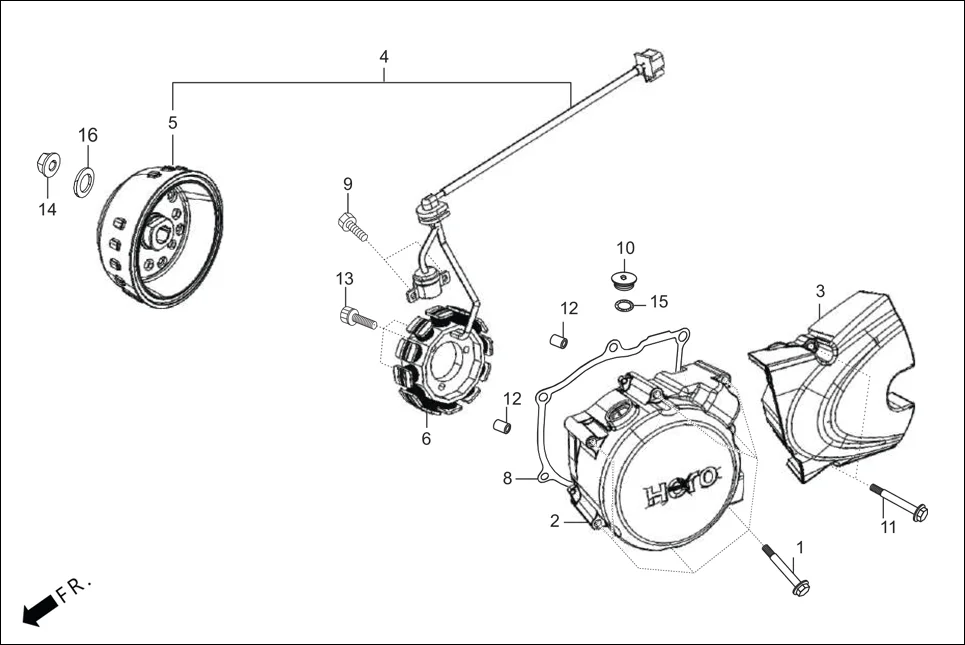 E-7-KICK LEFT CRANKCASE COVER/A.C. GEN. ASSY. (KICK START)