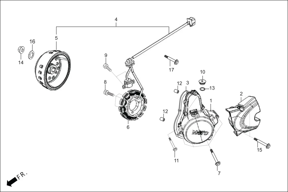 E-7A-SELF LEFT CRANKCASE COVER/A.C. GEN. ASSY. (SELF START)