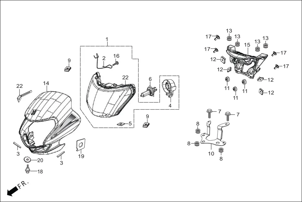 F-1-SELF HEAD LIGHT assembly diagram for Hero HF-Deluxe(March,2023)