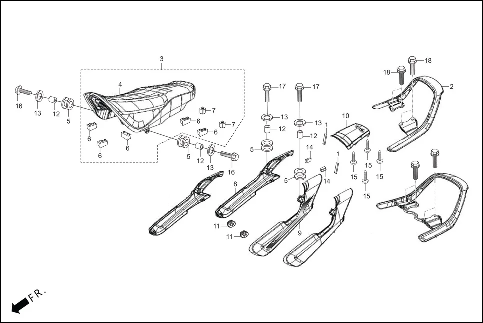 F-12-SELF SEAT ASSY./ GRIP REAR assembly diagram for Hero HF-Deluxe(March,2023)