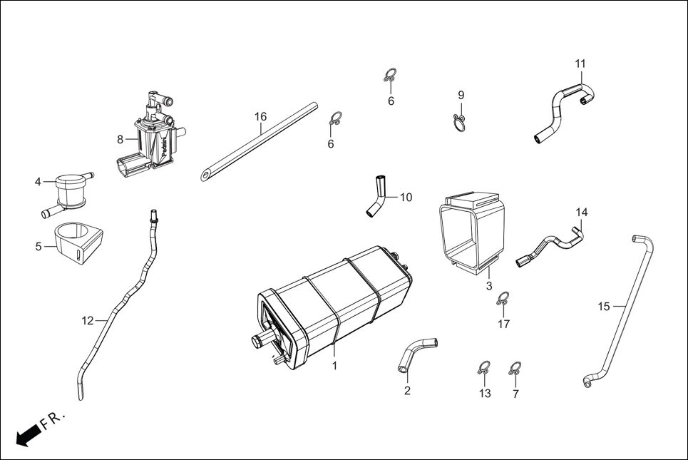 F-13A FUEL TANK(CANISTER ASSY.) assembly diagram for Hero HF-Deluxe(March,2023)