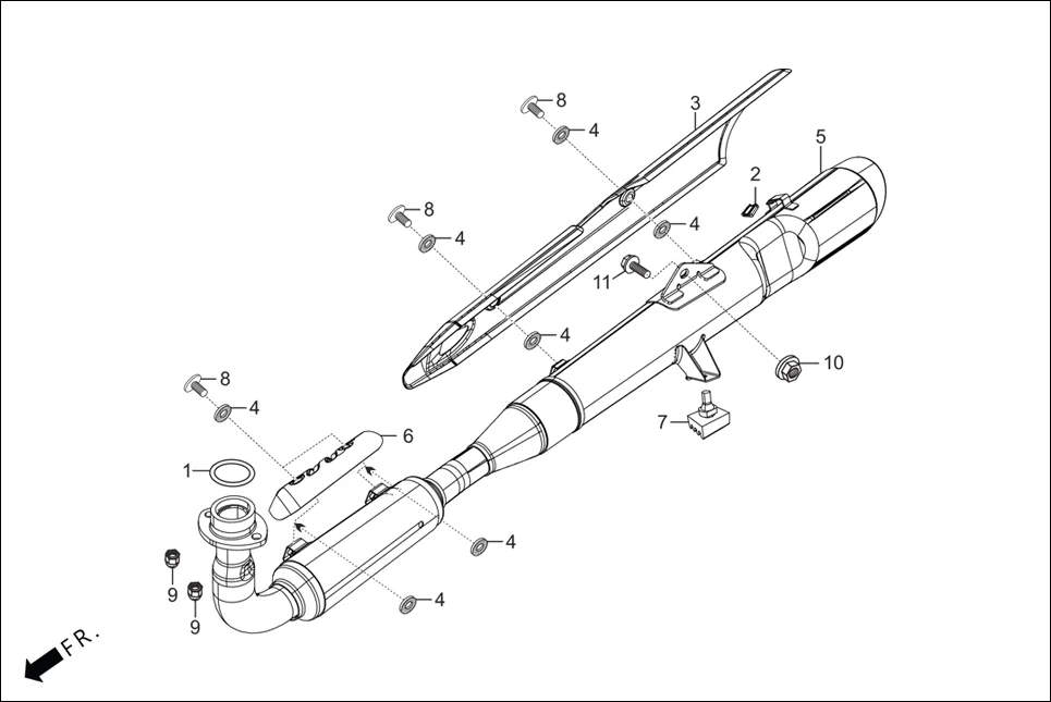 F-16 MUFFLER assembly diagram for Hero HF-Deluxe(March,2023)