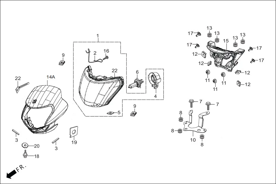 F-1A-SELF HEAD LIGHT assembly diagram for Hero HF-Deluxe(March,2023)