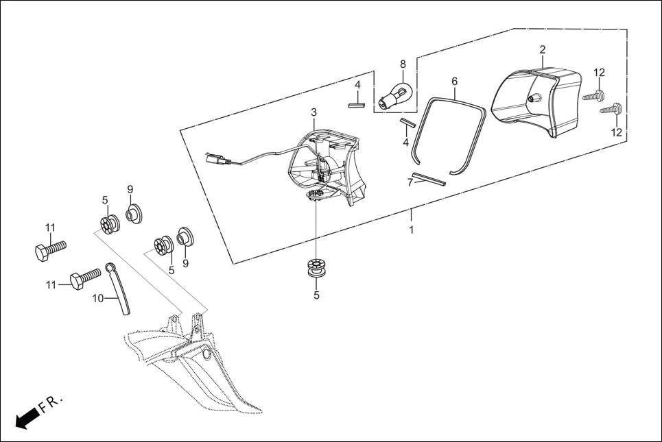 F-23 TAIL LIGHT assembly diagram for Hero HF-Deluxe(March,2023)