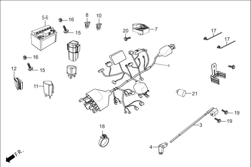 F-24-KICK WIRE HARNESS/BATTERY assembly diagram for Hero HF-Deluxe(March,2023)