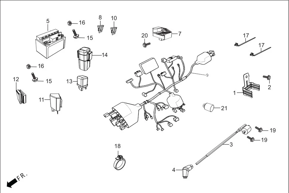 F-24-SELF WIRE HARNESS/BATTERY assembly diagram for Hero HF-Deluxe(March,2023)