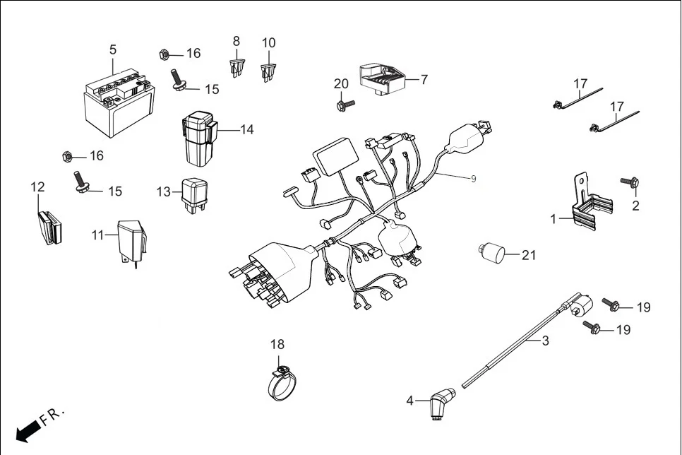 F-24-i3S WIRE HARNESS/BATTERY diagram showing 91540-AAN-410
