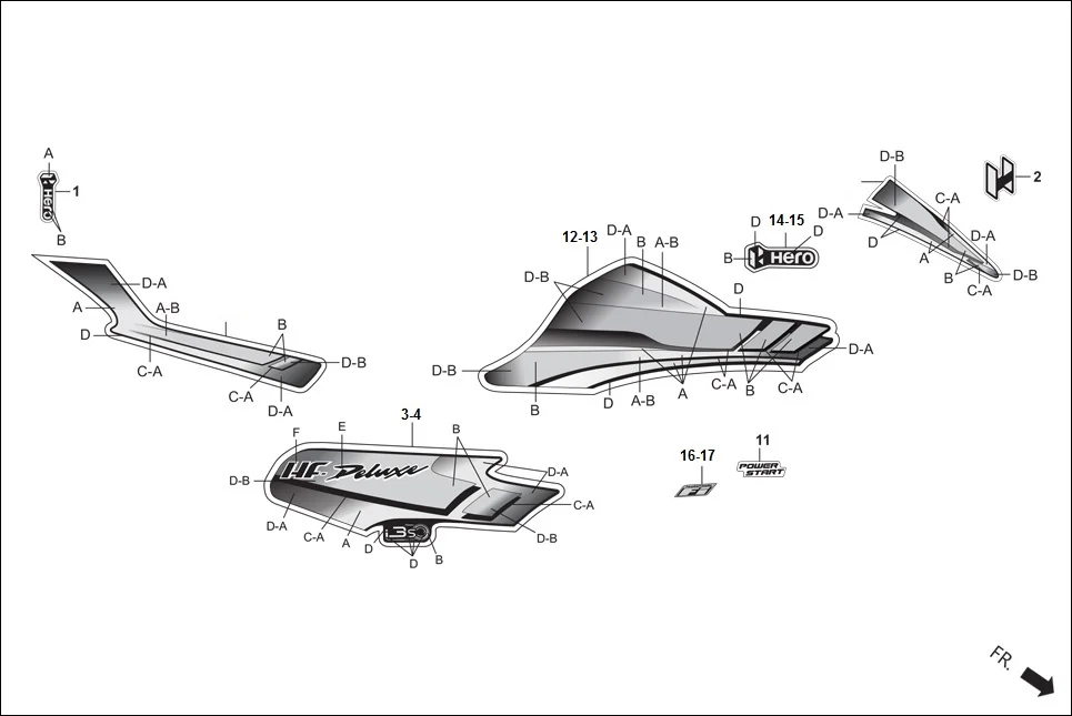 F-27-KICK STRIPES/MARK assembly diagram for Hero HF-Deluxe(March,2023)