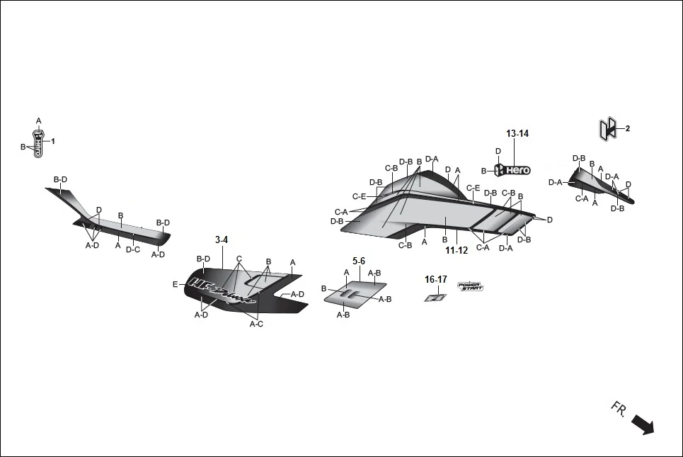 F-27A-KICK STRIPES/MARK assembly diagram for Hero HF-Deluxe(March,2023)