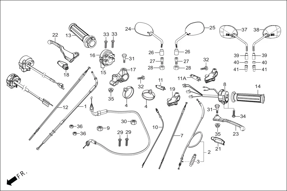 F-3-KICK HANDLE LEVER/SWITCH/CONTROL CABLE assembly diagram for Hero HF-Deluxe(March,2023)