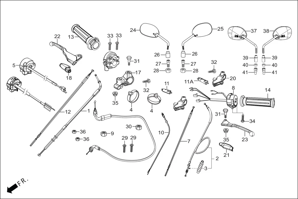 F-3-SELF HANDLE LEVER/SWITCH/CONTROL CABLE assembly diagram for Hero HF-Deluxe(March,2023)
