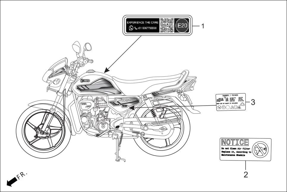 F-30 MARK CAUTION assembly diagram for Hero HF-Deluxe(March,2023)