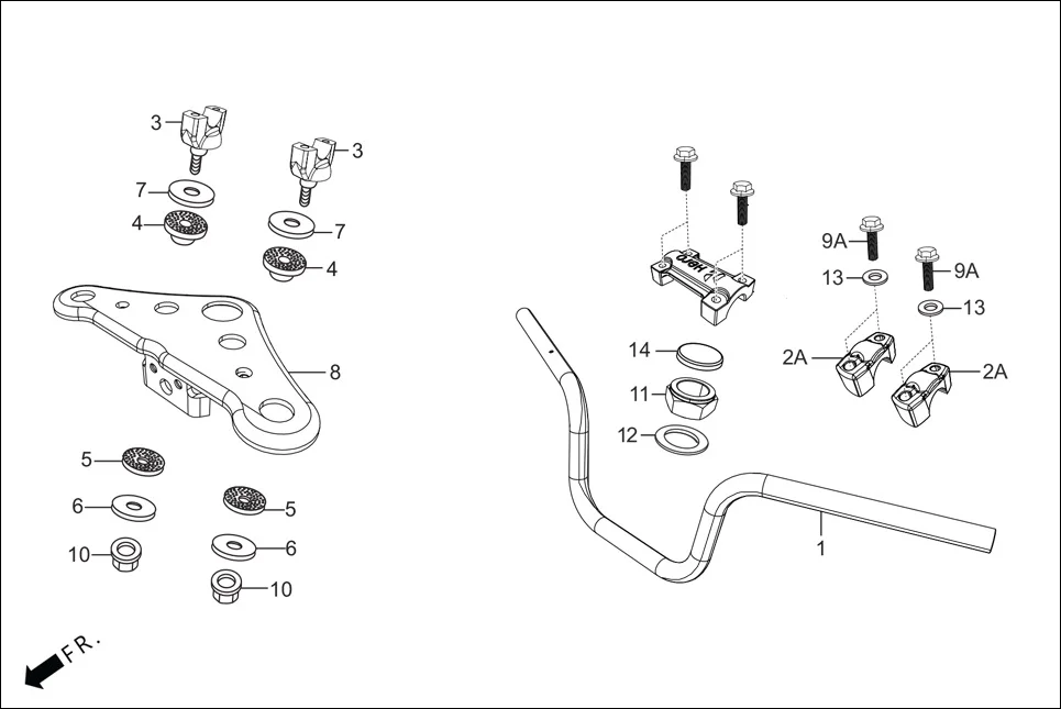 F-4-KICK HANDLE PIPE/TOP BRIDGE assembly diagram for Hero HF-Deluxe(March,2023)