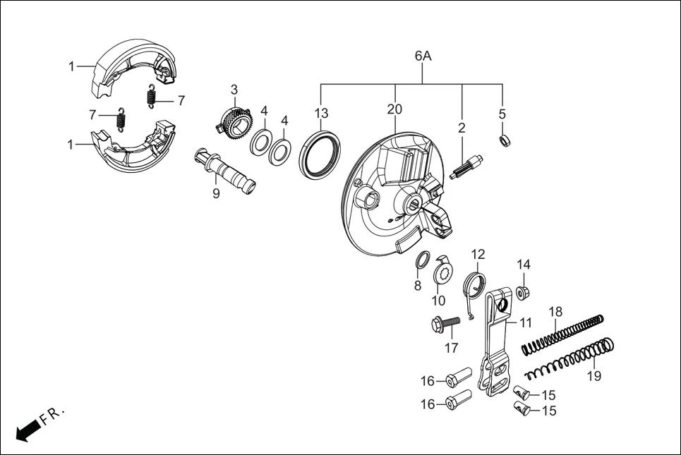 F-8-KICK FR. BRAKE PANEL assembly diagram for Hero HF-Deluxe(March,2023)