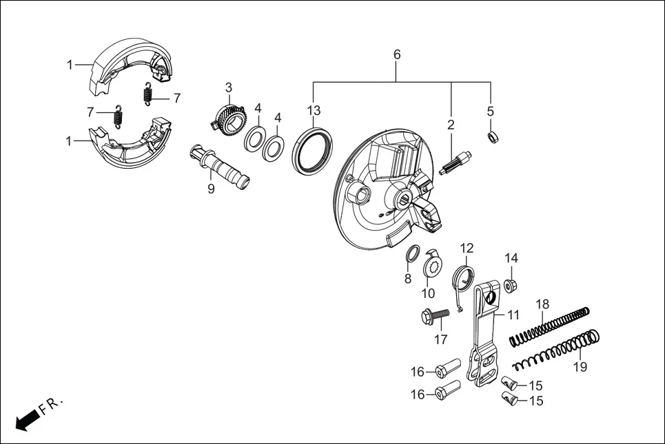 F-8-SELF FR. BRAKE PANEL assembly diagram for Hero HF-Deluxe(March,2023)