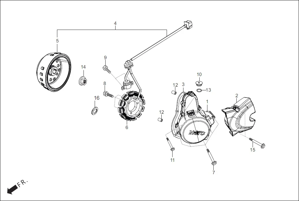 E-7A LEFT CRANKCASE COVER/A.C. GEN. ASSY. (SELF START)