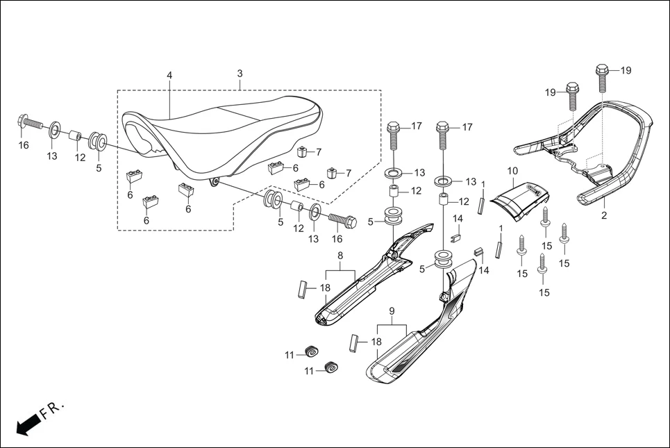 F-12 SEAT ASSY./ GRIP REAR assembly diagram for Hero HF Deluxe(Nov,2022)