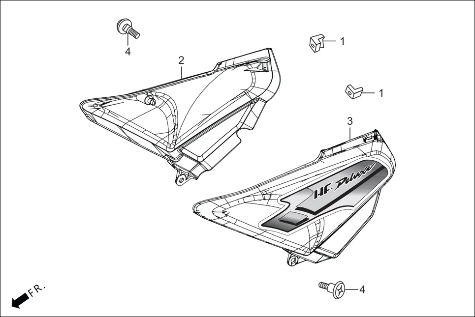F-14 SIDE COVER assembly diagram for Hero HF Deluxe(Nov,2022)