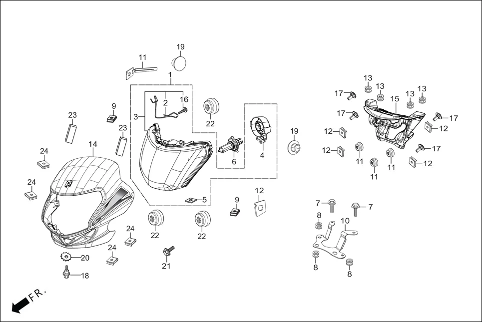 F-1 HEAD LIGHT assembly diagram for Hero HF Deluxe(Nov,2022)
