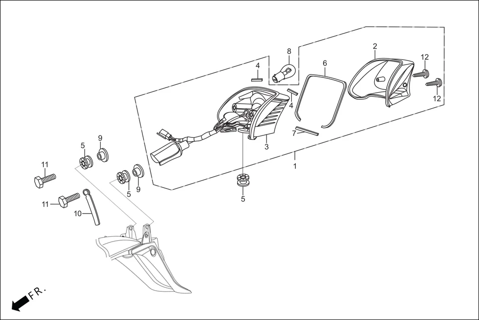 F-23 TAIL LIGHT assembly diagram for Hero HF Deluxe(Nov,2022)