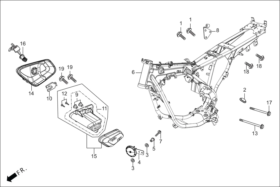 F-25 FRAME BODY/UTILITY BOX assembly diagram for Hero HF Deluxe(Nov,2022)