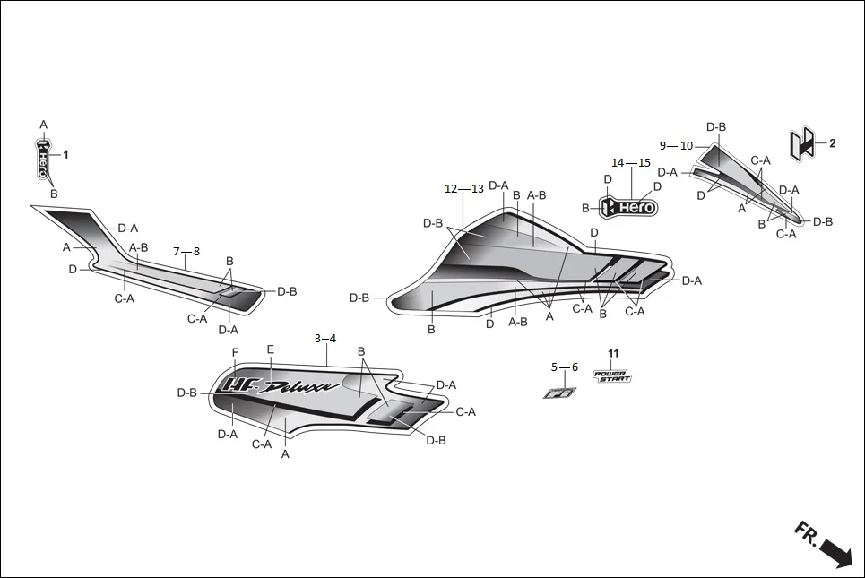 F-27 STRIPES/MARK assembly diagram for Hero HF Deluxe(Nov,2022)