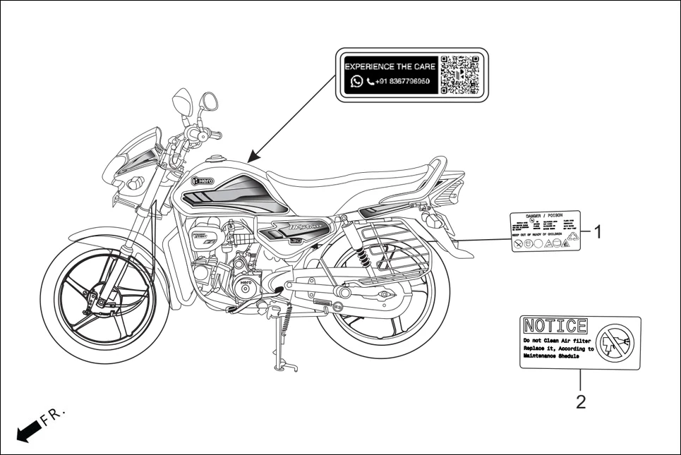 F-30 MARK CAUTION assembly diagram for Hero HF Deluxe(Nov,2022)
