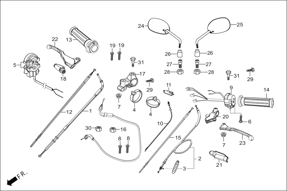 F-3 HANDLE LEVER/SWITCH/CONTROL CABLE diagram showing 53166-KTC-900