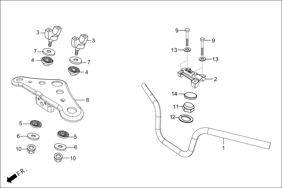 F-4 HANDLE PIPE/TOP BRIDGE assembly diagram for Hero HF Deluxe(Nov,2022)
