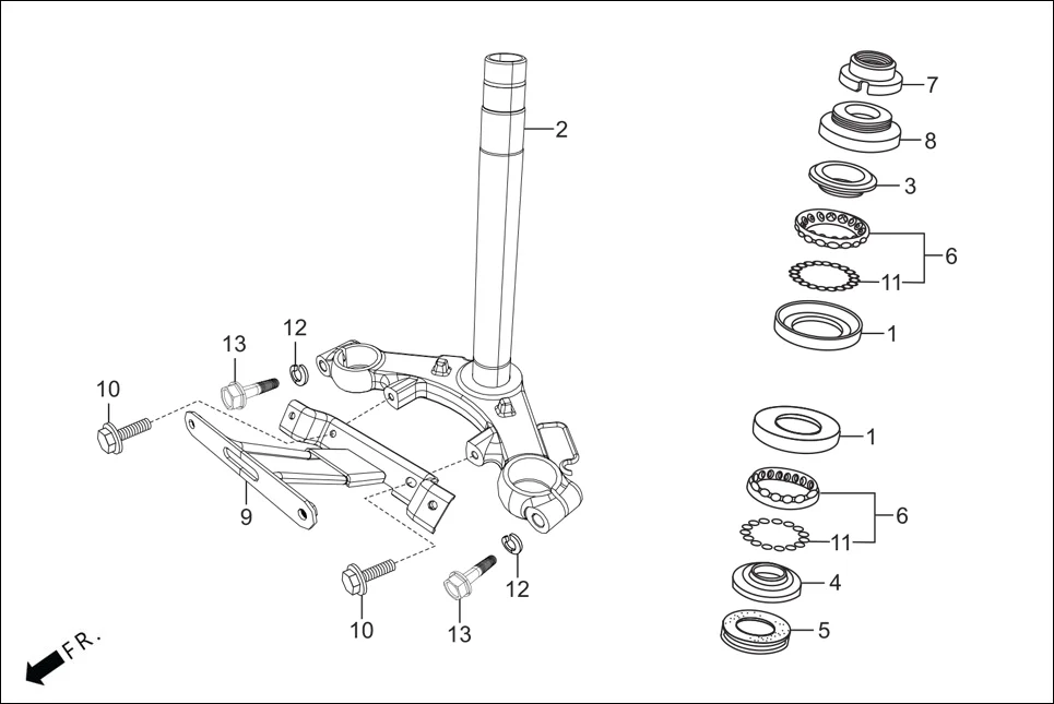 F-5 STEERING STEM diagram showing 53212-200-000
