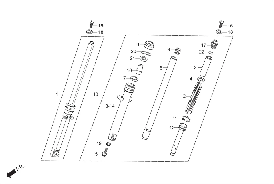 F-7 FRONT FORK assembly diagram for Hero HF Deluxe(Nov,2022)