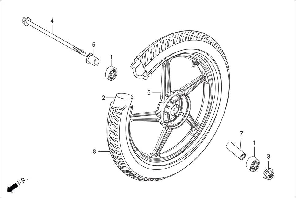 F-9 FRONT WHEEL assembly diagram for Hero HF Deluxe(Nov,2022)