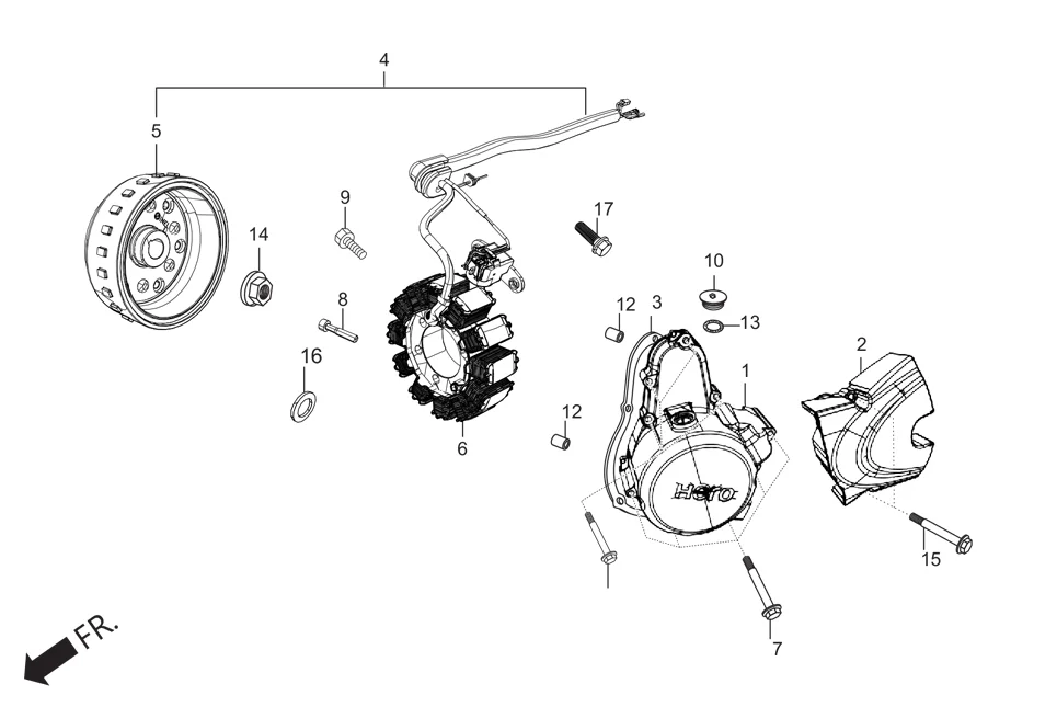 E-7A LEFT CRANKCASE COVER/ A.C. GEN. ASSY. (SELF START)