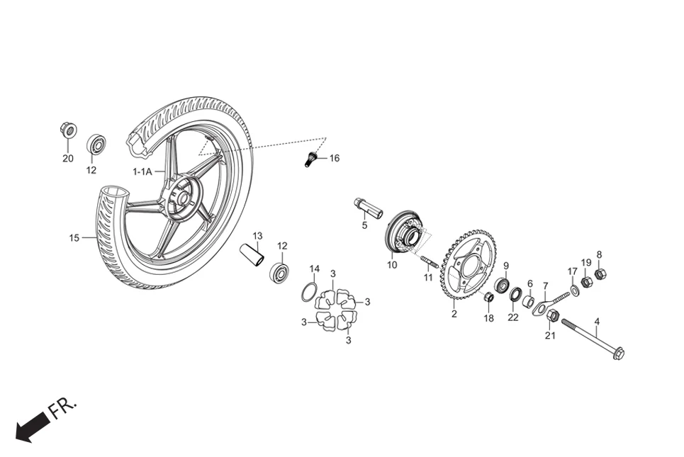 F-11 REAR WHEEL diagram showing 42601-ABA-203